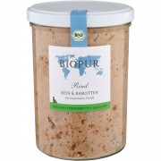 Bio Rind Reis & Karotten 370g im GLAS (!!!) glutenfrei Hund Nassfutter Biopur