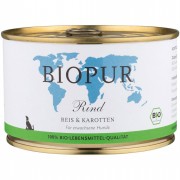 Bio Rind Reis & Karotten 400g Glutenfrei Hund Nassfutter Biopur