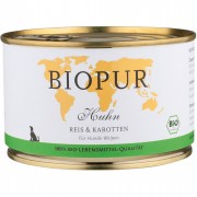 Welpen: Bio Huhn Reis & Karotten 400g Glutenfrei Hund Nassfutter Biopur